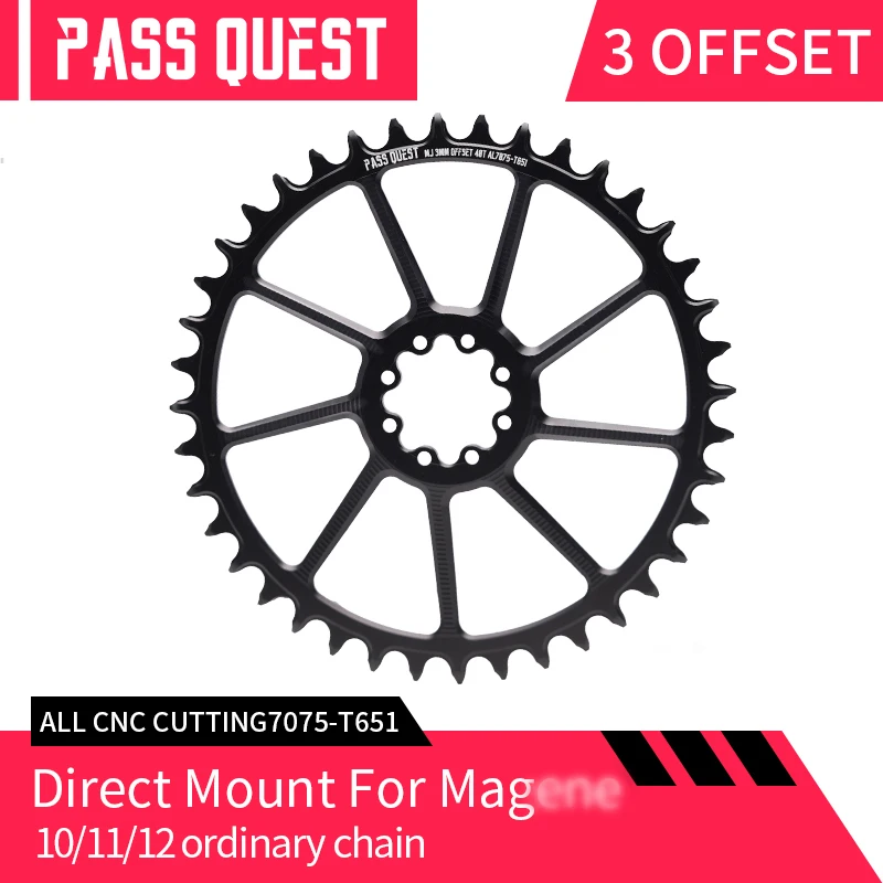 3mm Offset For Direct Mount Magene Crank PASS QUEST Crankset Round MTB Narrow Wide Chainring 40T 42T 44T 46T 48T Chainwheel