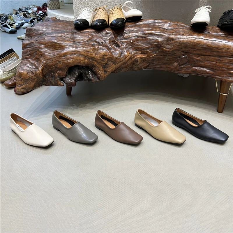 

Square Toe Women Flats Solf Soles Casual Loafers White/Grey/Brown/Yellow/Black Dress Shoes Woman Slip On Shallow Slides Mary