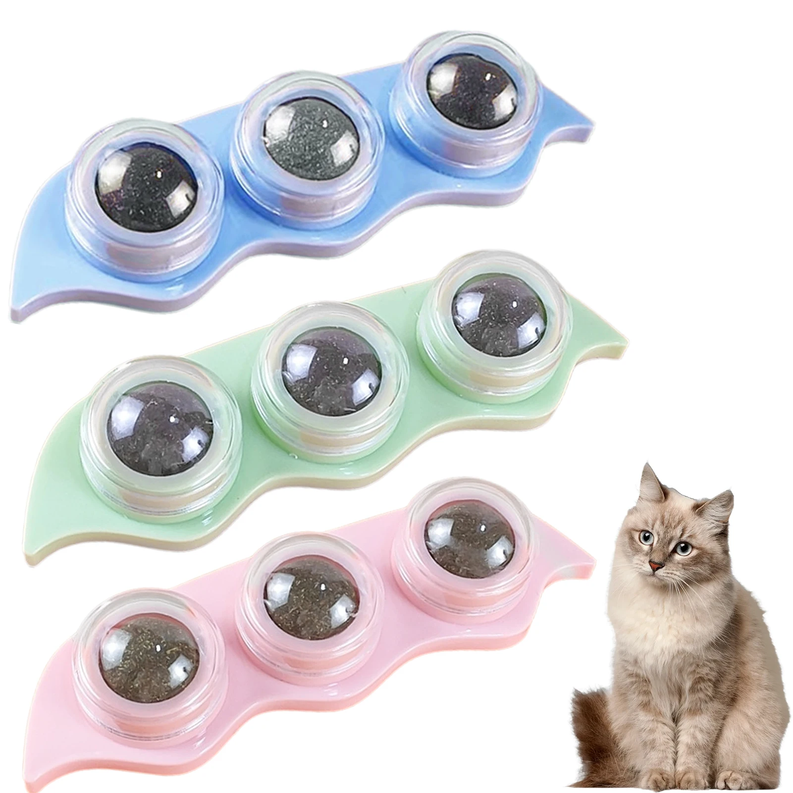 

3-in-1 Catnip Ball for Cat Interactive Teasing Cat Toy for Teeth Cleaning Cat Toy Balls Peas Catnip Toy Great Gift _WK