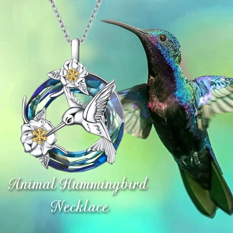 

Necklace for Women Flower Necklace Round Sunflower Color Crystal Necklace Animal Jewelry Hummingbird Necklace