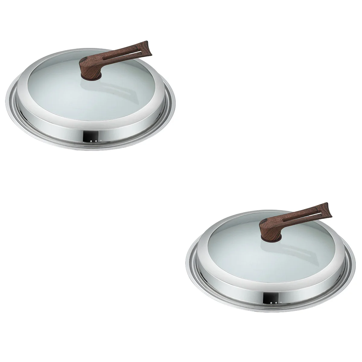 

2pcs Stainless Steel Pot Cover Visible Pan Lid Wok Overflow Cover Household Cookware Accessory