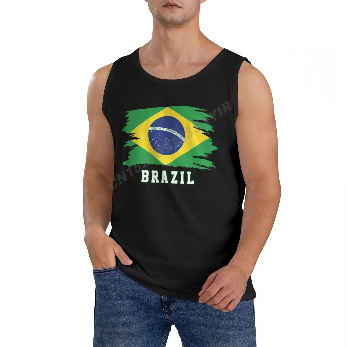 

Men Tank Top Brazil Flag Cool Brazilian Fans TankTop Men's Shirt 100% Cotton S-3XL O-neck Sleeveless Cool Summer