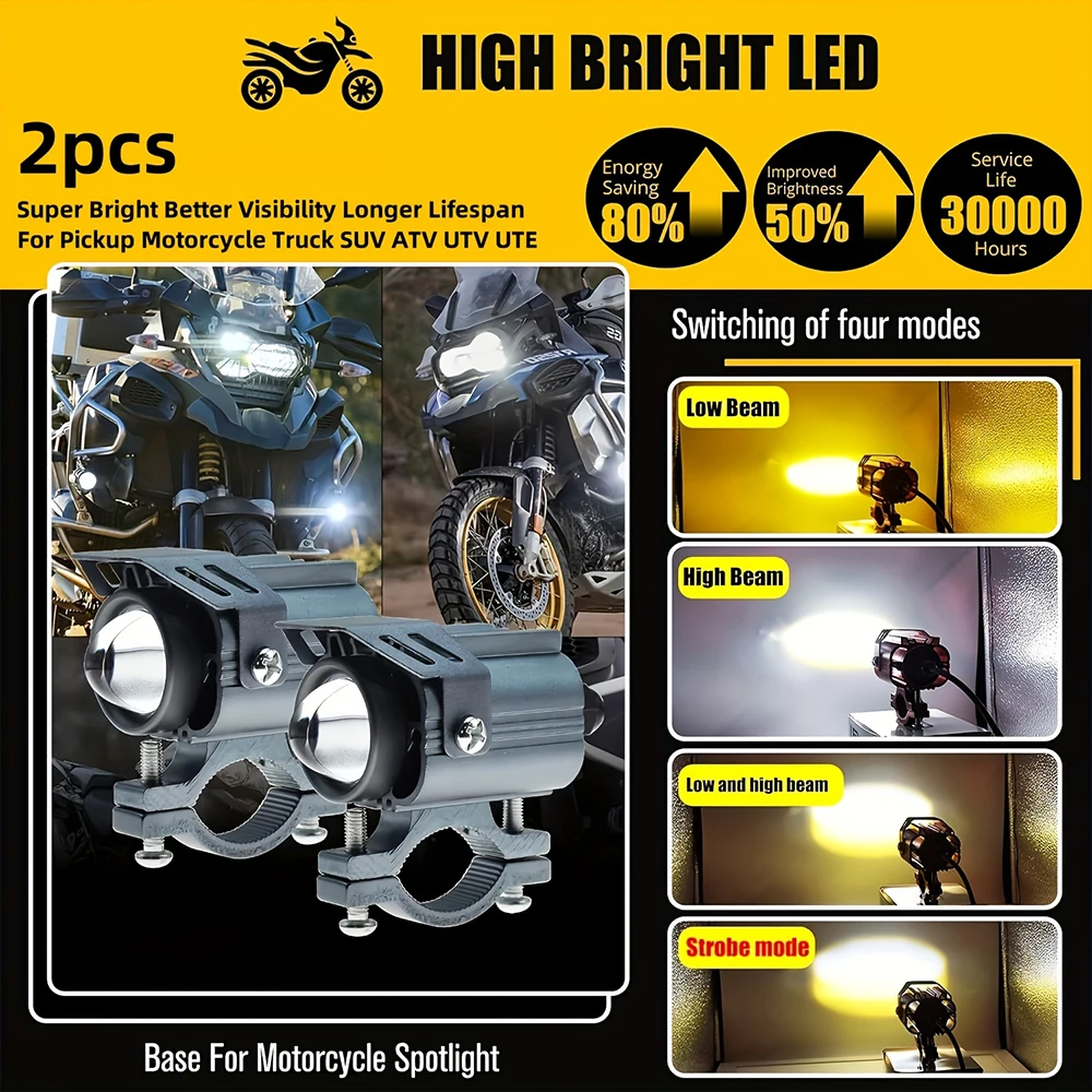 Светодиодная Фара Для Мотоцикла Вспомогательная Лампа Белый/желтый Дальний Свет