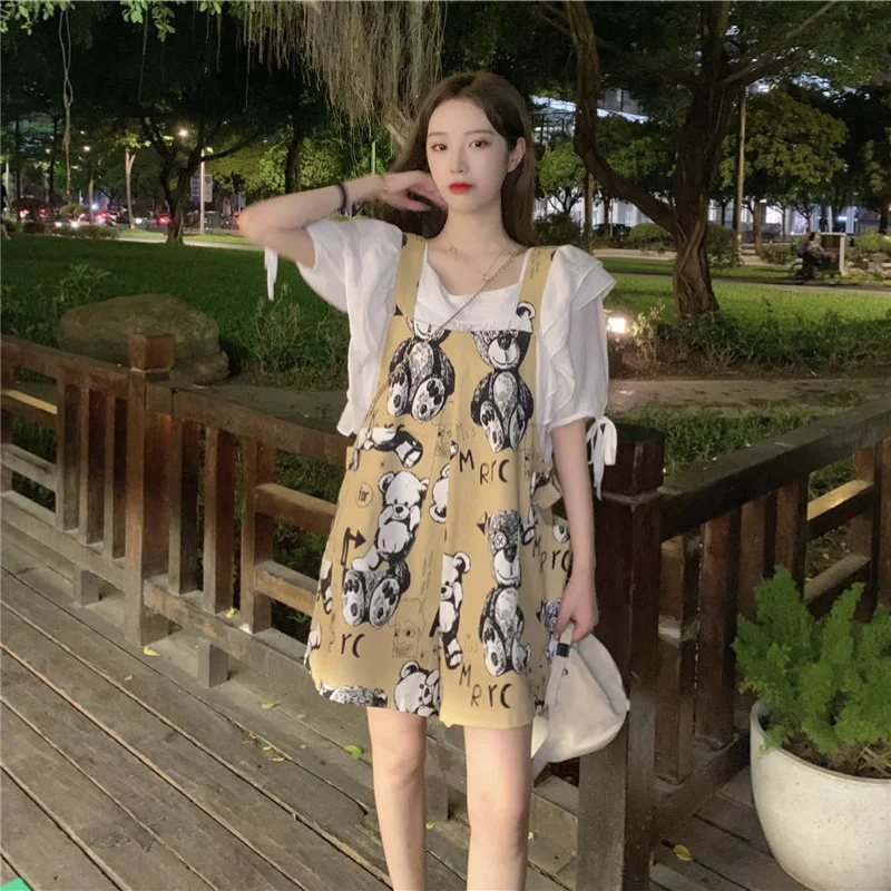 

Комбинезон с шортами медвежонком, женские летние тонкие комбинезоны 2022, новые небольшие комбинезоны, свободные широкие брюки для снижения ...