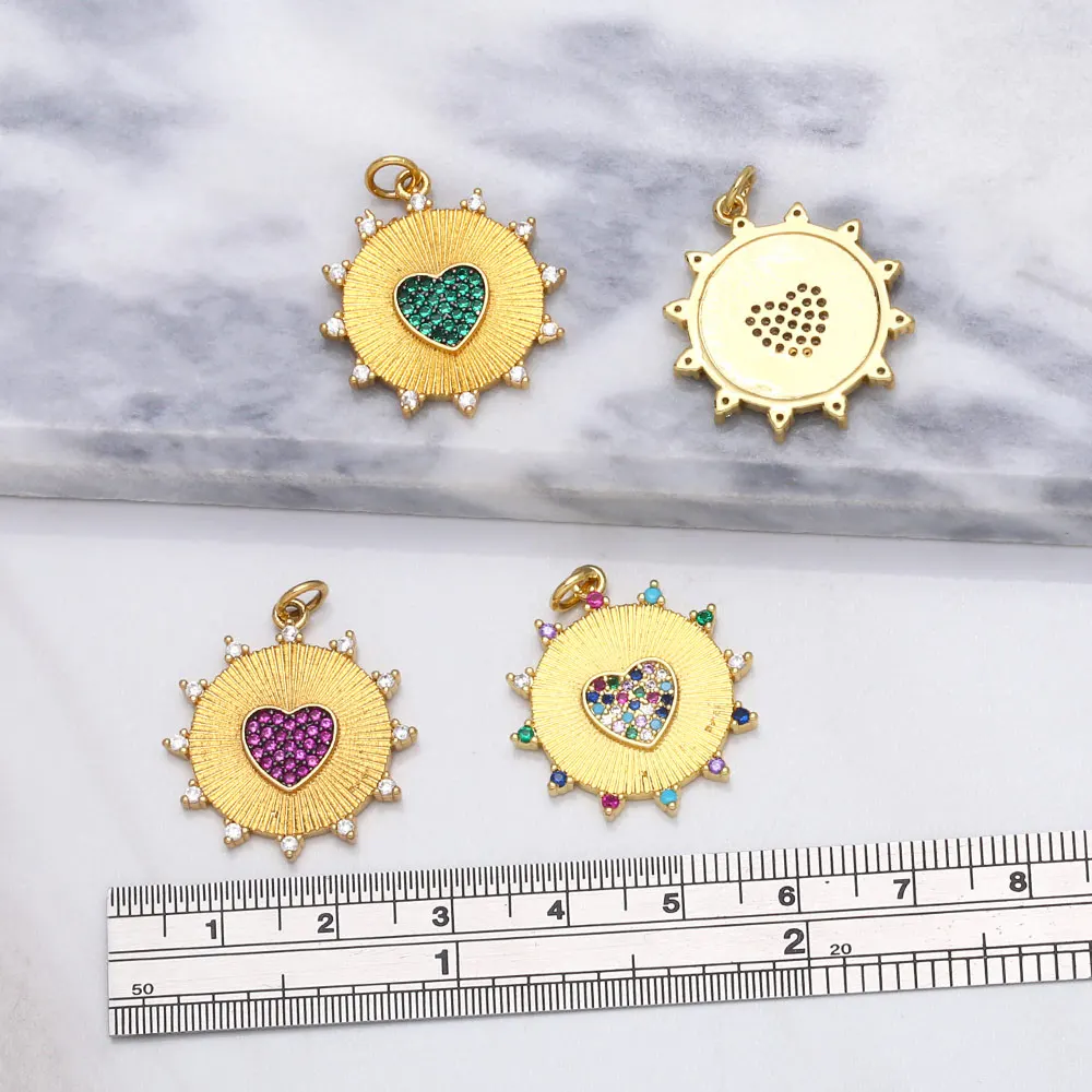 OCESRIO Подвески с большим сердцем для ожерелья позолоченные медные циркониевые