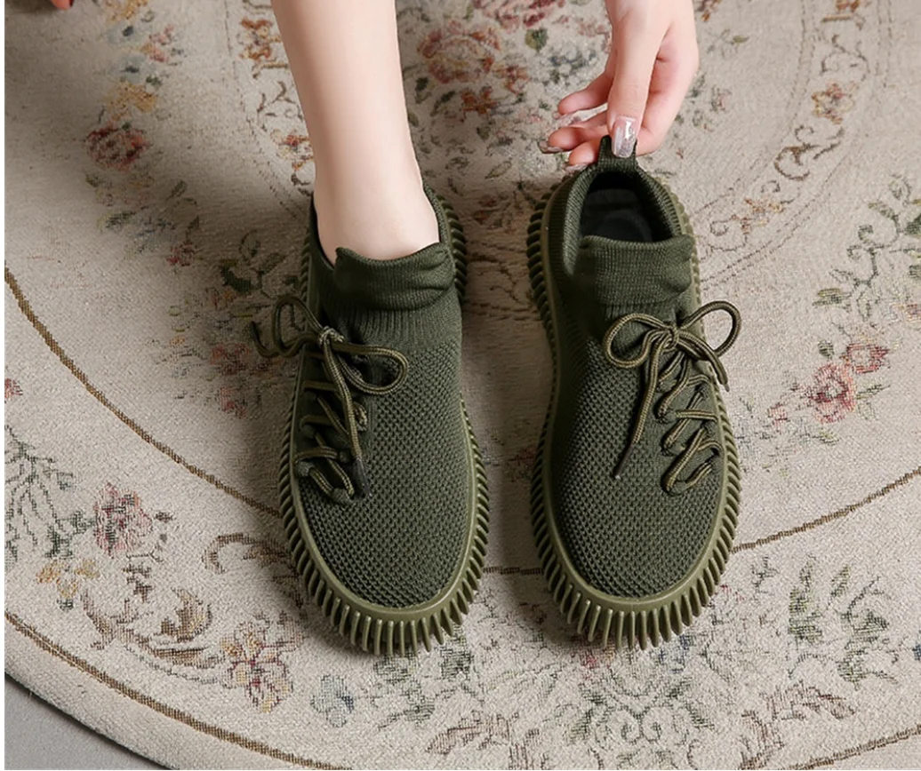 Women's sports shoes 2023 spring new women's lace-up breathable casual sports shoes mesh large running walking sports flat shoes