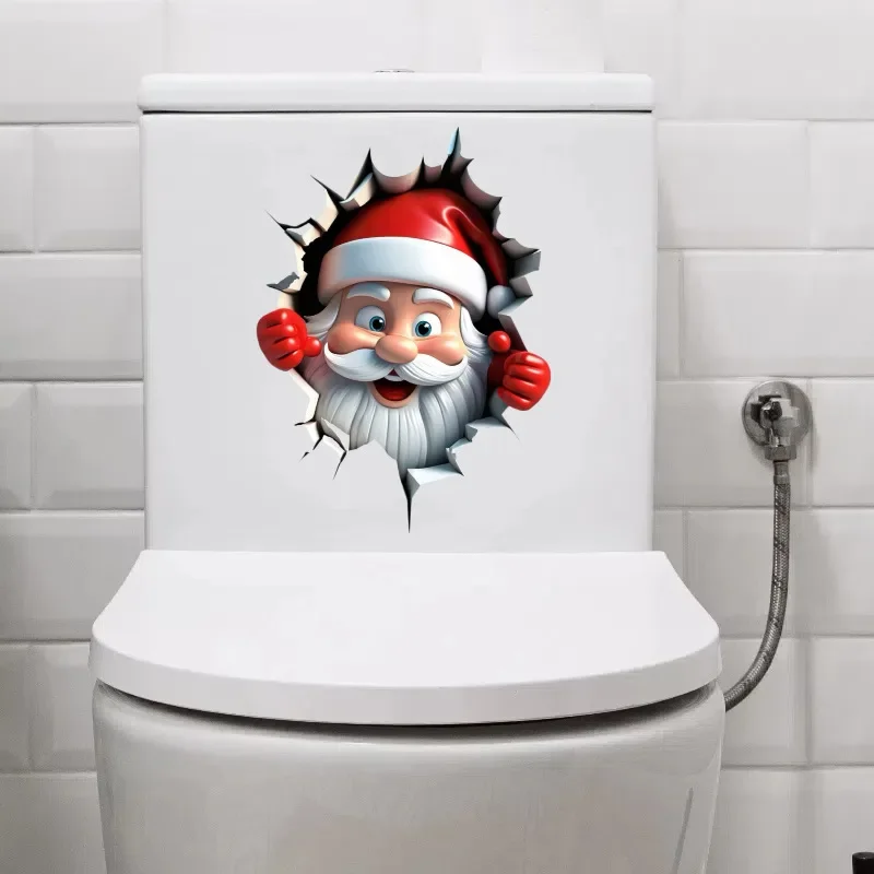 Рождественская наклейка на унитаз Санта Клаус
