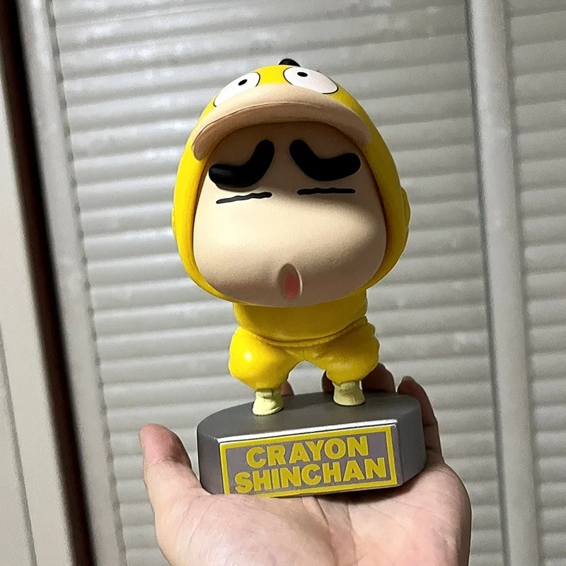 

New Anime Crayon Shin-Chan Shinnosuke Nohara Cos Psyduck Action Figure Gk Ornament Collectible Model Doll Toy For Childs Gifts