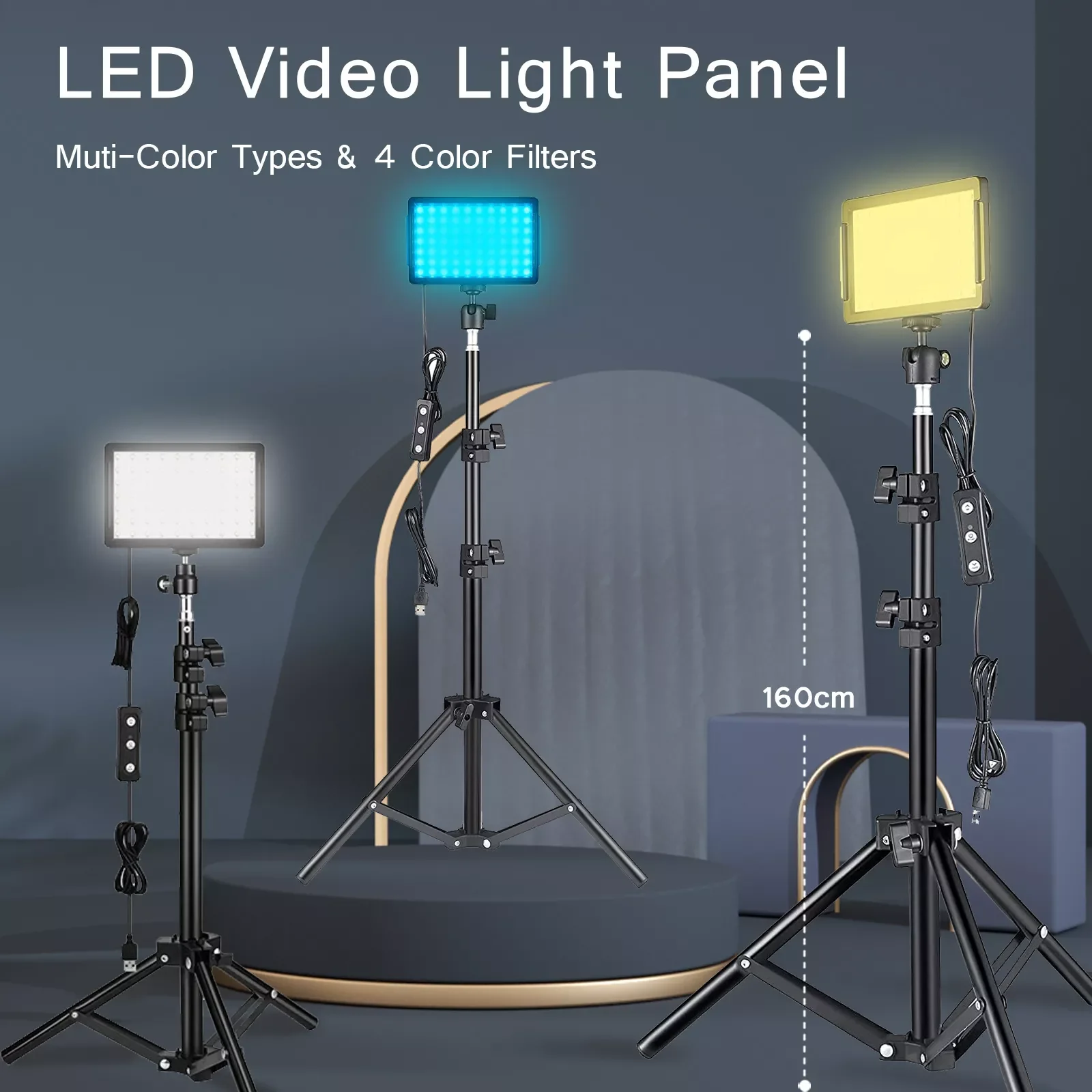 

2023 LED Photography Video Light Panel Lighting Photo Studio Lamp Kit With Tripod Stand RGB Filters For Shoot Live Streaming You