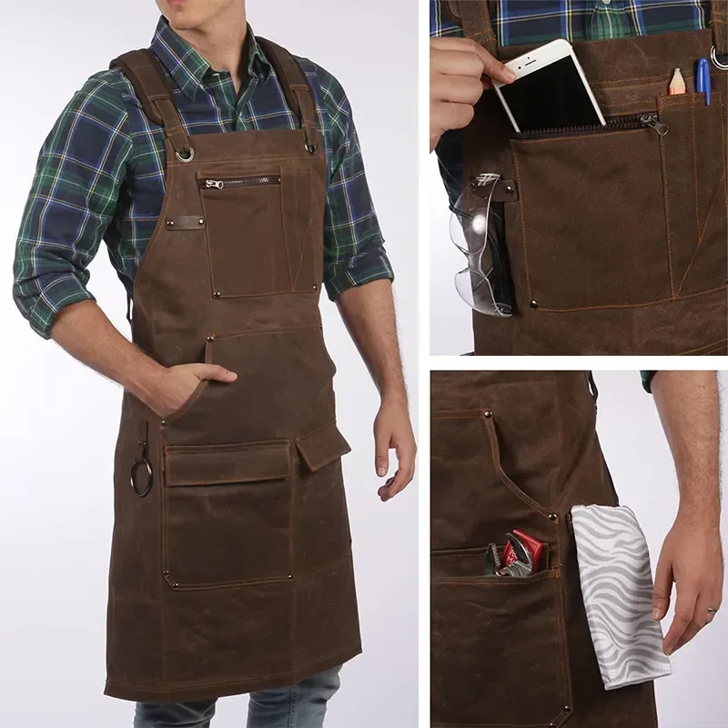 

Pocket Waxed Size Waterproof Man Auto Canvas Thick Mechanic Woodworking Coating For Multifunctional Super Apron Large Lumberjack