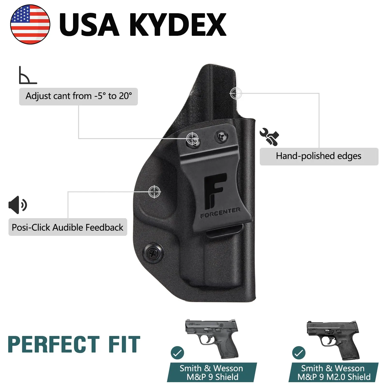 Фото Кобура M&P 9 мм, кобура Forcenter IWB Kydex, подходит для: Smith & Wesson M&P 9 Shield/M2.0/Плюшевая кобура M&P 2,0 9 мм |   Малюнок правой руки №4