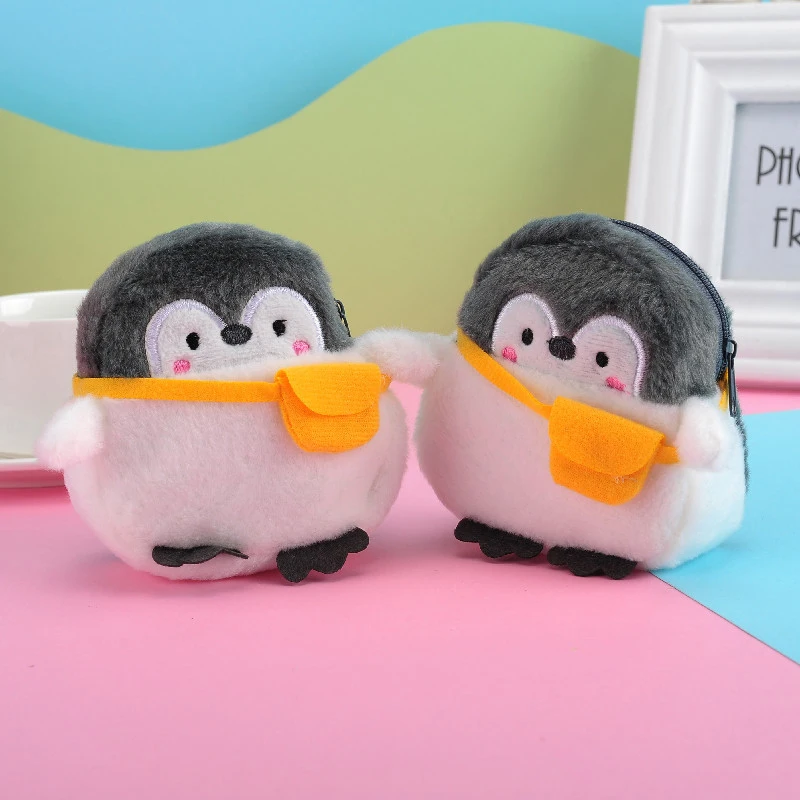 

Cute Penguin Plush Mini Wallet Soft Positive Energy Penguin Plush Coin Purse Lovers Valentine's Gifts Data Cable Bag Coin Pocket