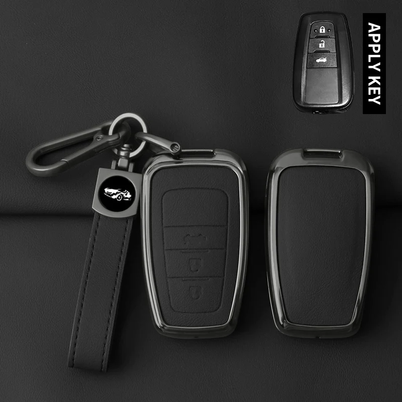 

Металлический Кожаный Чехол Для Ключей Для Toyota Prius Camry Corolla CHR C-HR RAV4 Land Cruiser Prado - Защитный Держатель Д...