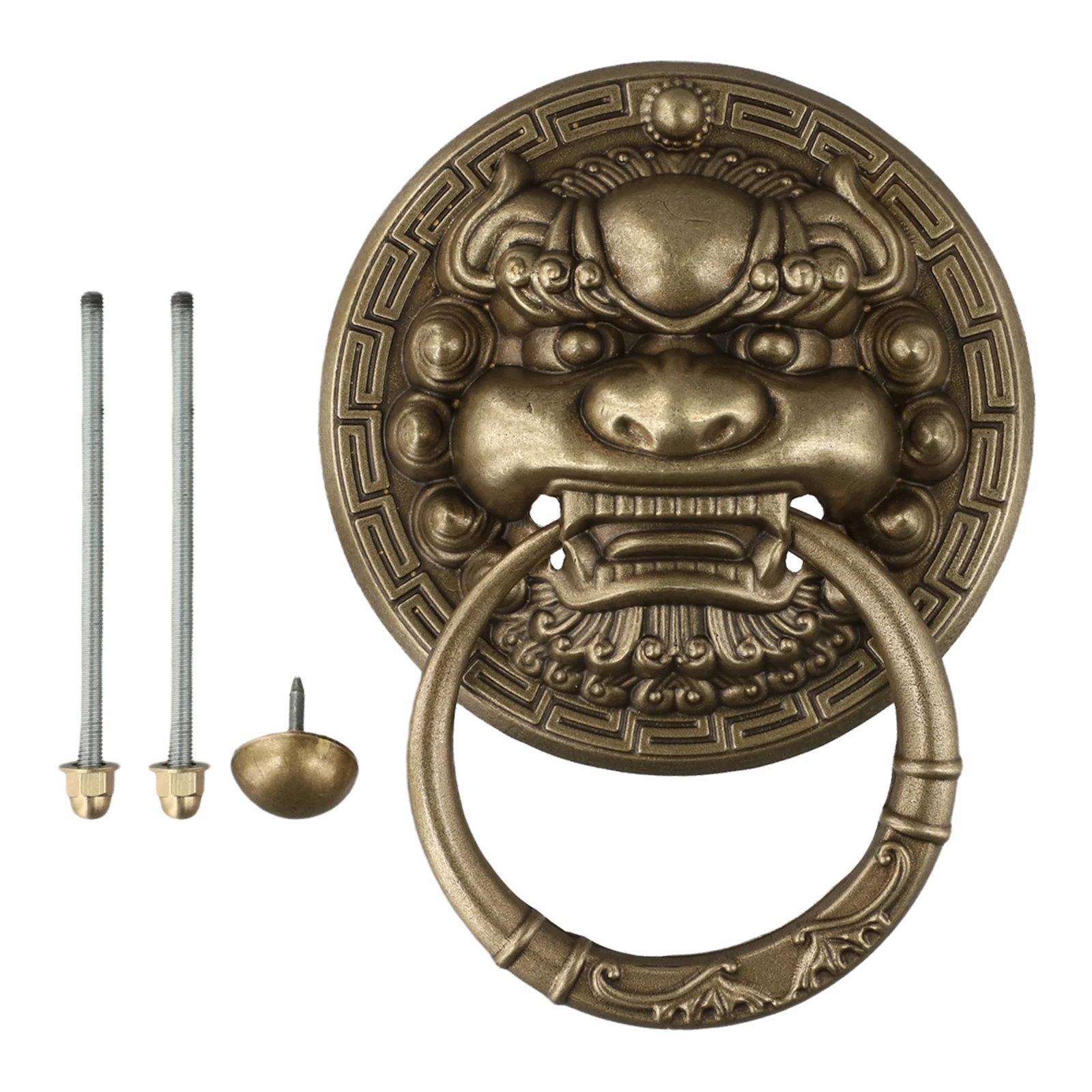 

Антикварная дверная ручка латунная с головой зверя