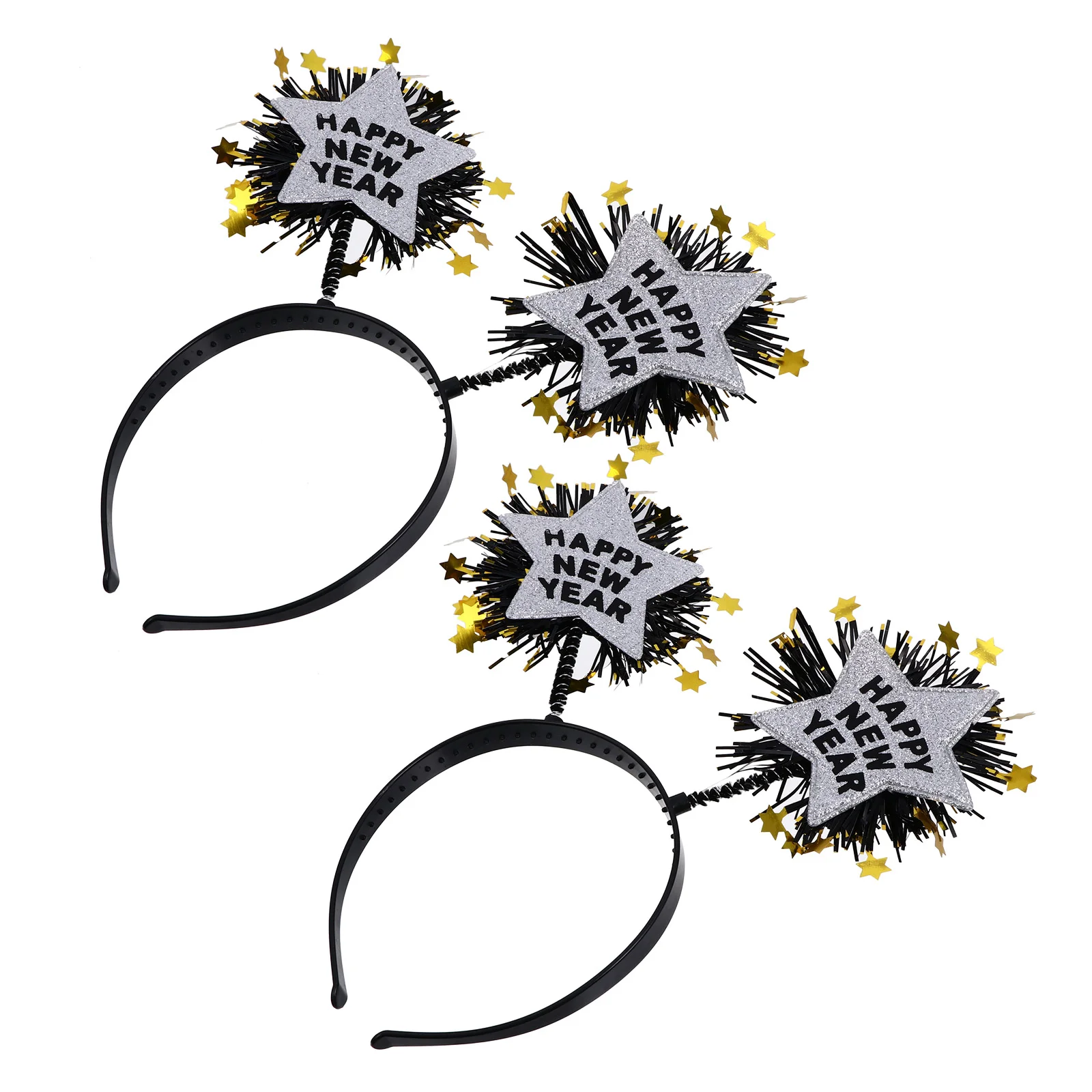 

2 Pcs Happy New Year Headband Hair Photo Props Headdress Decor Headbands Decorate Hoops