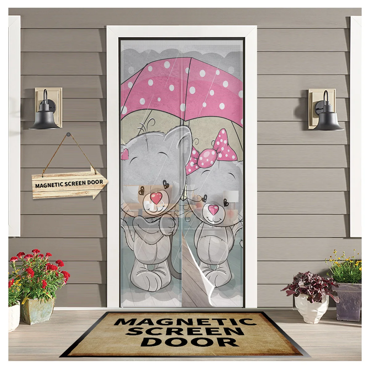 

Cat Cartoon Cute Umbrella Kitchen Door Curtain Mosquito-proof Window Screen Bedroom Magnetic Door Curtain