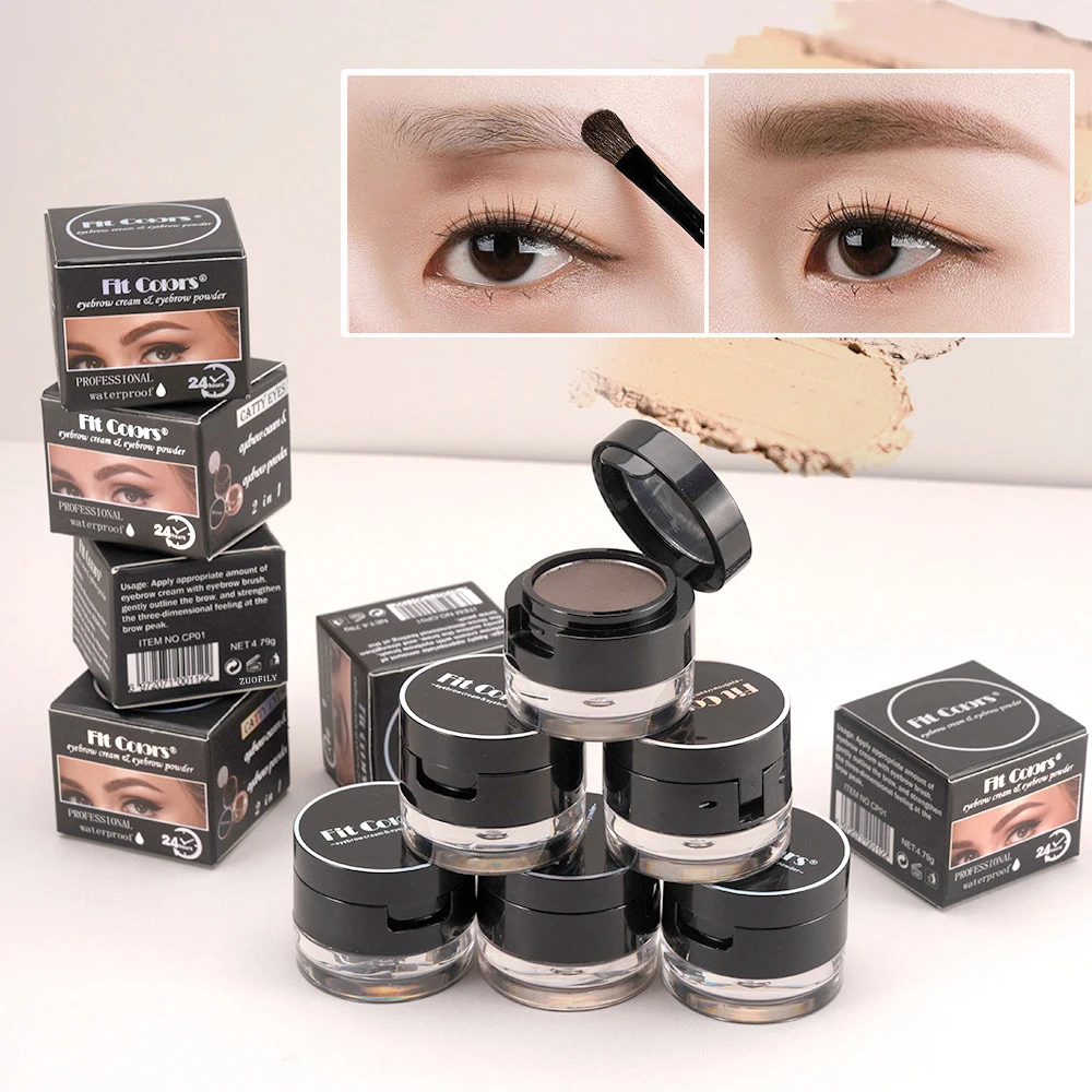 

6 Colors Eyebrow Cream Waterproof Eyebrow Powder 2 In 1 Combination Natural Eye Brow Enhancers Professional Makeup Brow Gel