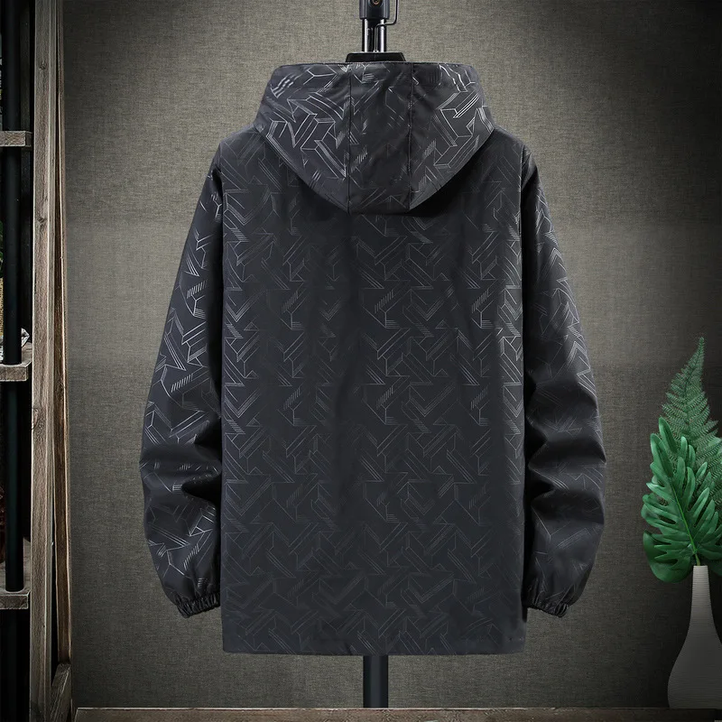 Мужская Повседневная ветровка с капюшоном размеры до 10XL