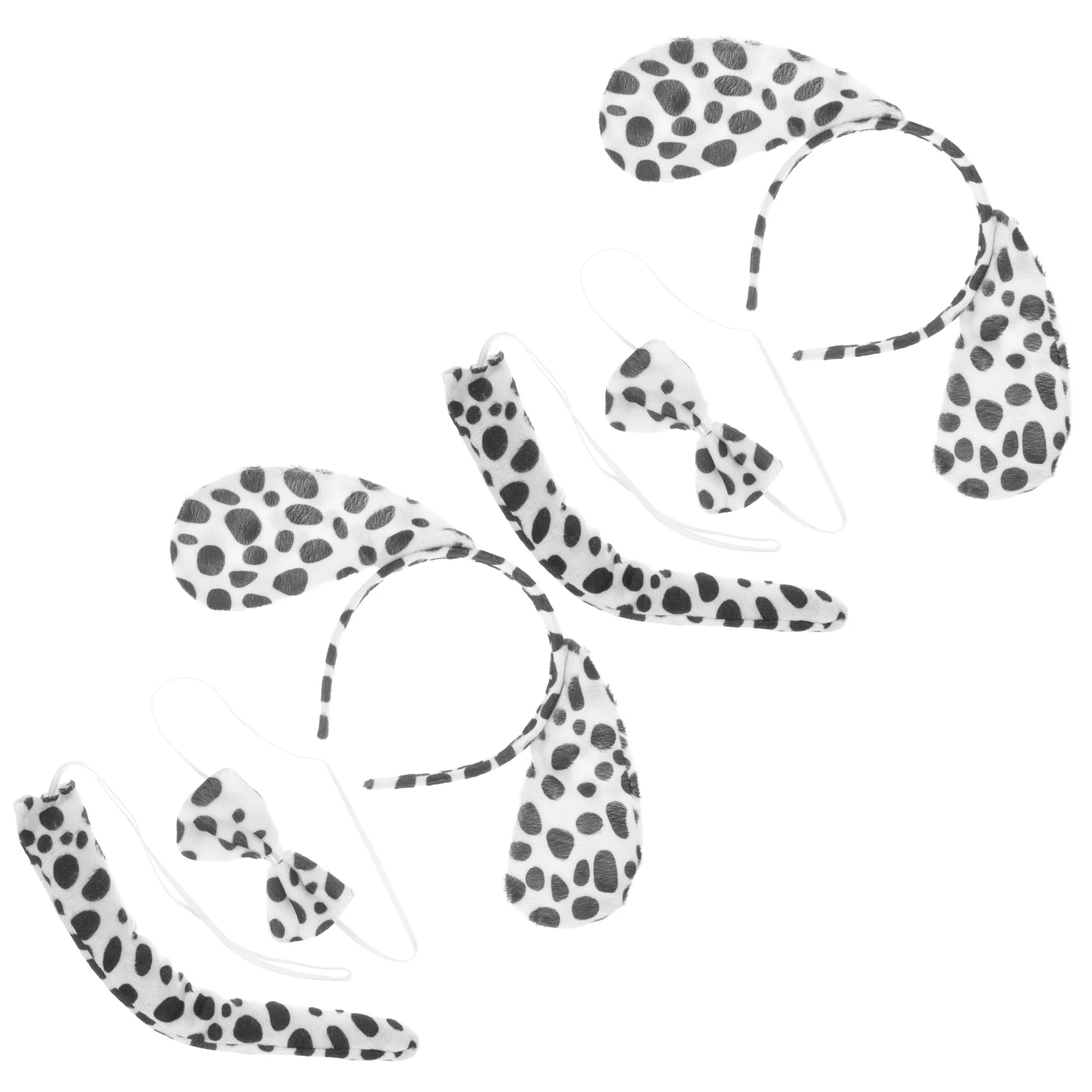 

2 Sets Dalmatians Headband Halloween Costume Girls Hair Accessories Puppy Dog Cosplay Tail Plastic Hoop Child