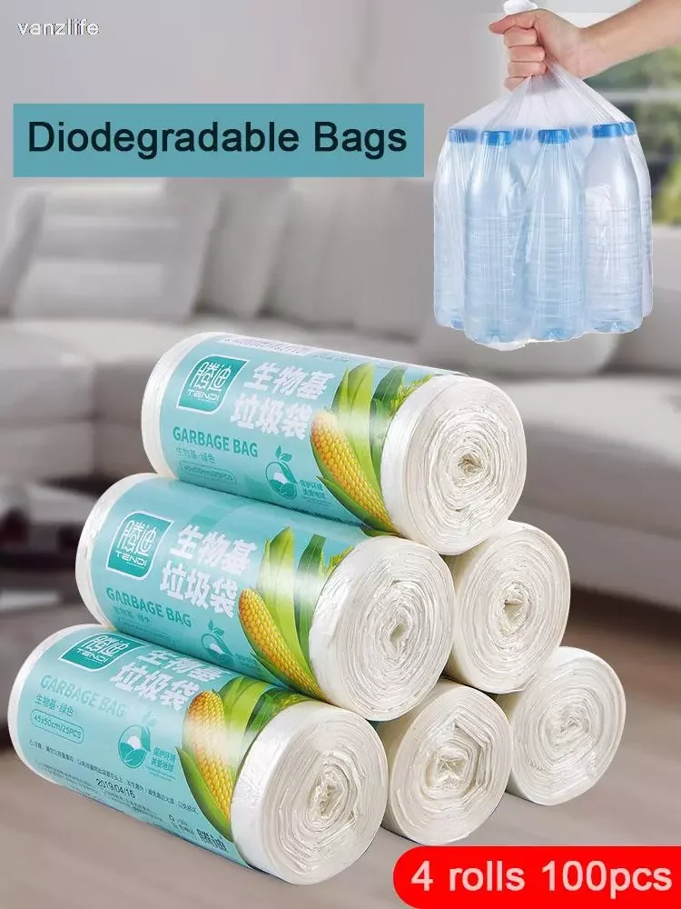 

Кукурузные биоразлагаемые бытовые мешки для мусора, классические одноразовые мешки для уборки туалета, кухонные мешки для мусора, плотные пластиковые мешки
