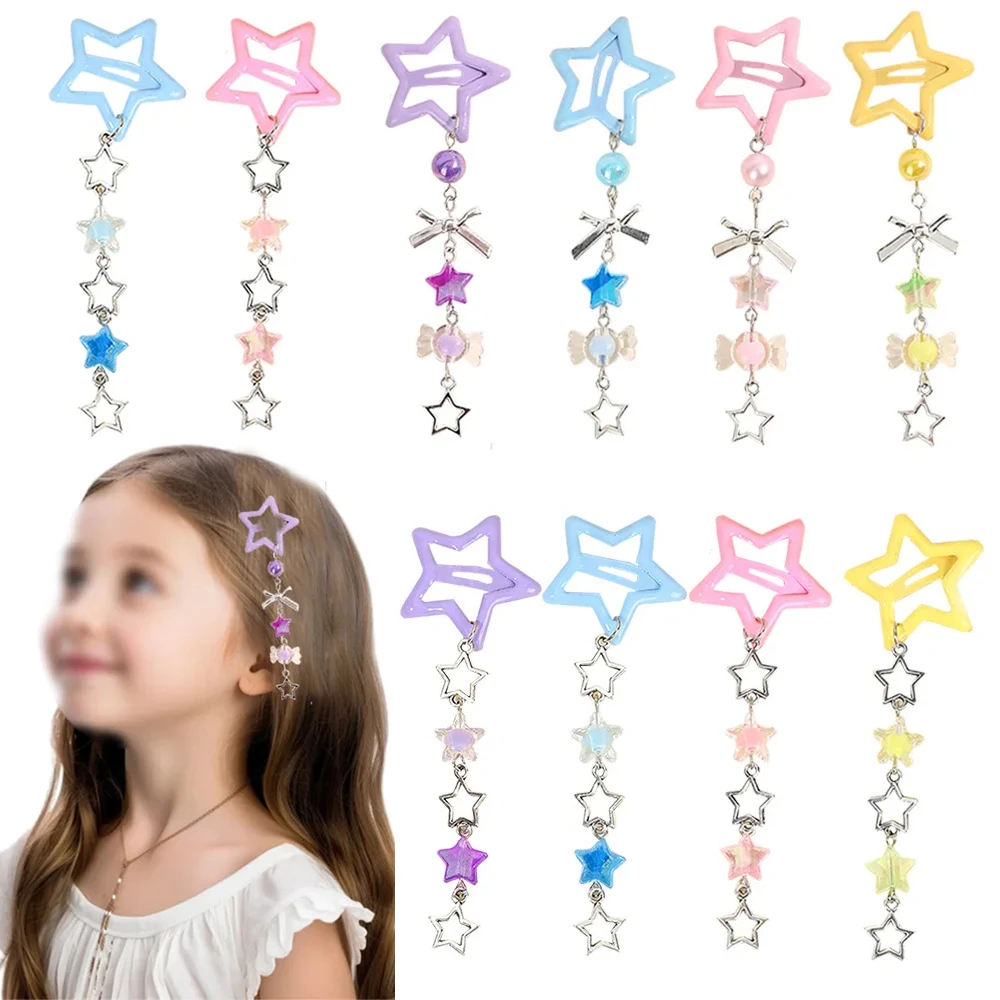 Oaoleer 4 шт./компл. заколки для волос с подвеской в виде звезды и кисточки