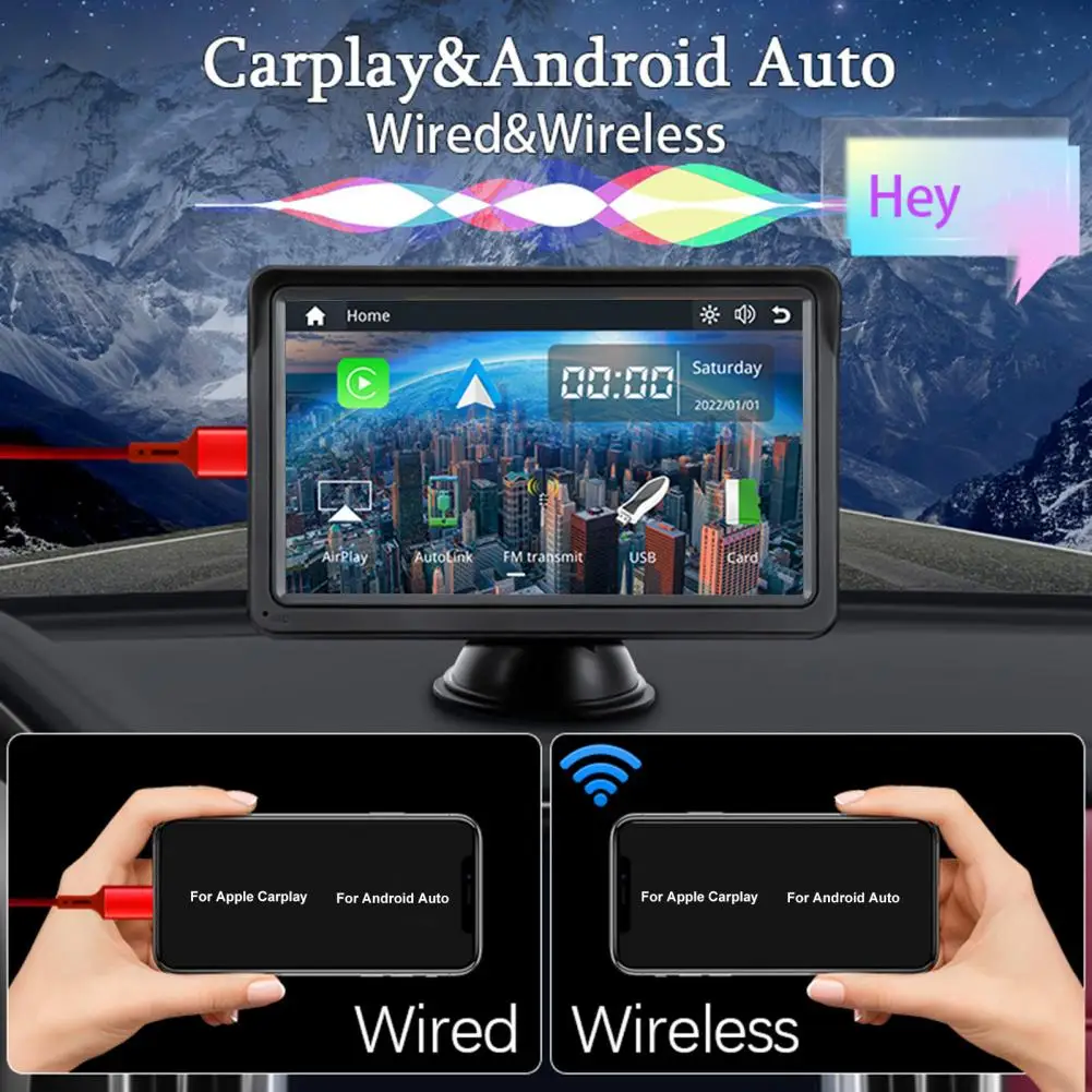 

7 Inches Carplay Auto Airplay High-Definition Wireless Carplay Plug Play Full-Screen Touch Supports Calls And Music Car Monitor
