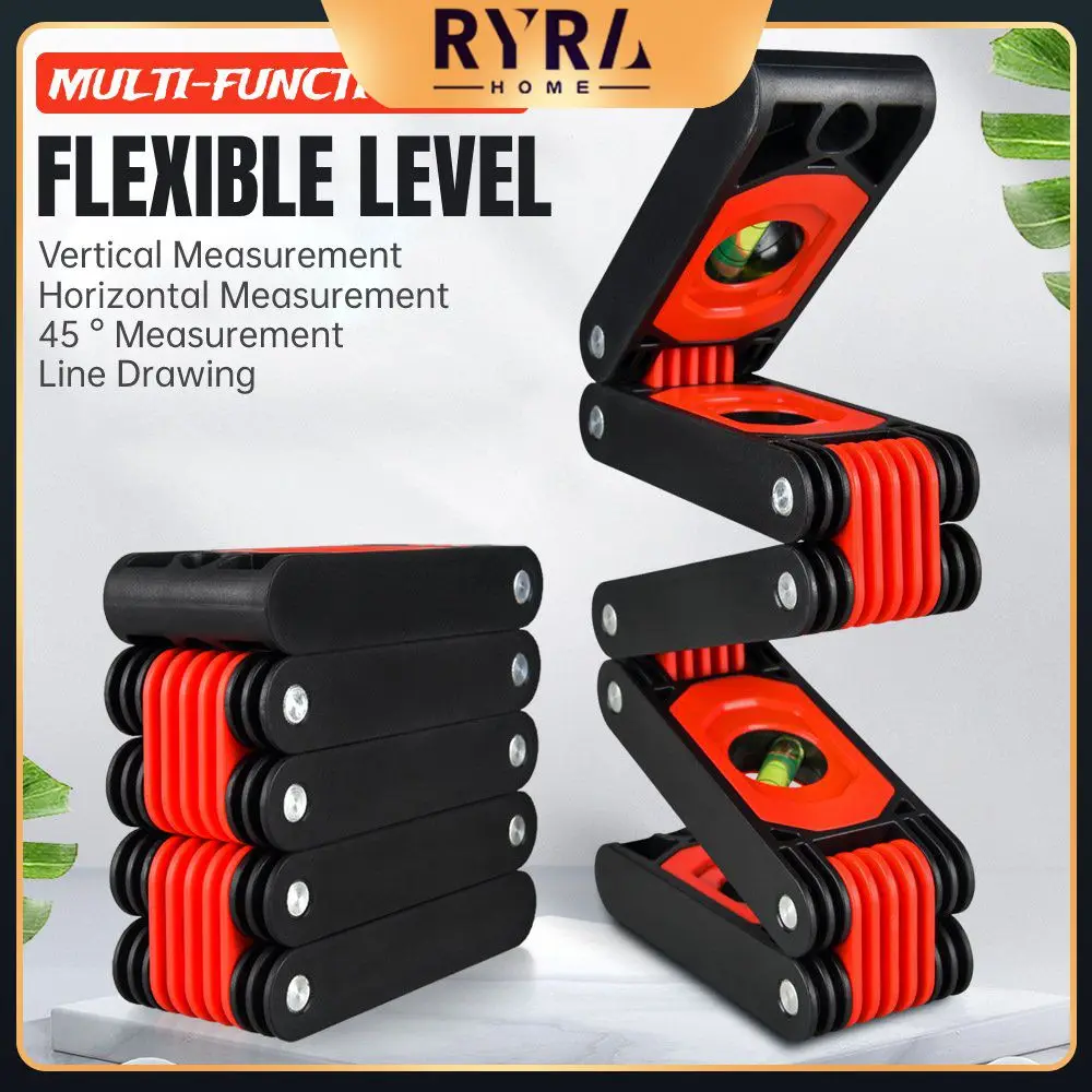 

Многоугловая Гибкая Строительная линейка 60 см, многофункциональный угловой измерительный инструмент для деревообработки, уровень с пузыр...