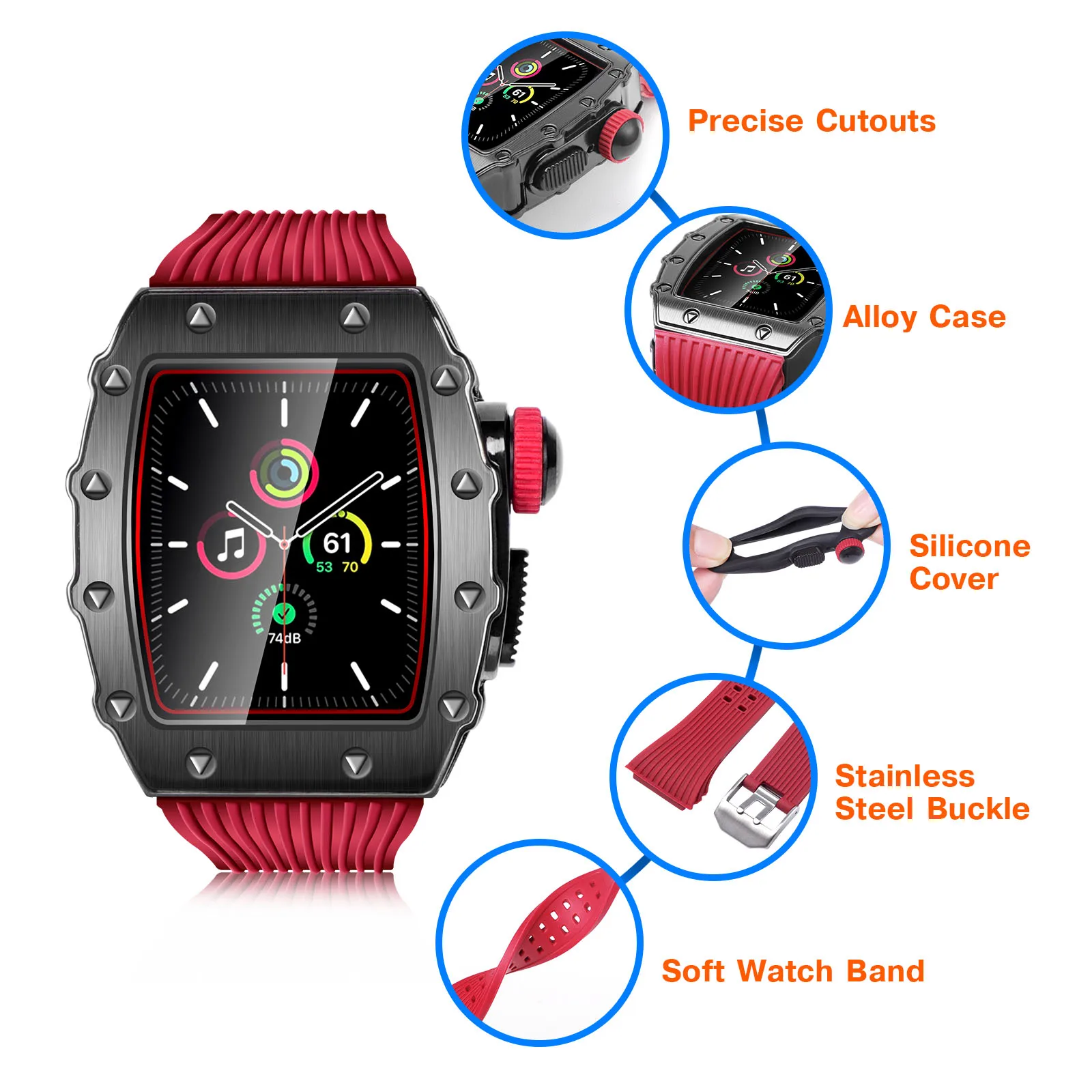 Modification Kit Strap For Apple Watch 7 45mm 41mm Metal Stainless Steel Protective Shell Kit For iWatch 6 5 4 SE 44mm 40mm Band enlarge