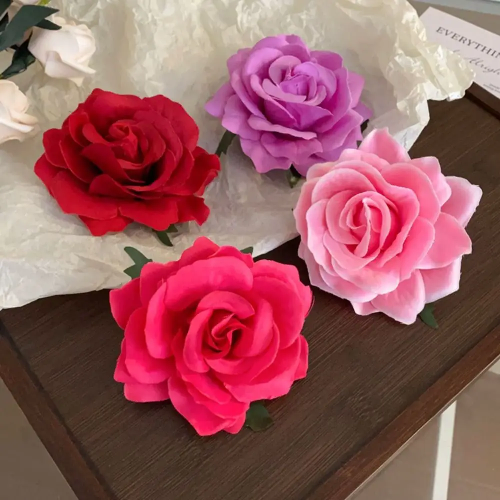 Простая тканевая заколка для волос с цветком в корейском стиле красной розой