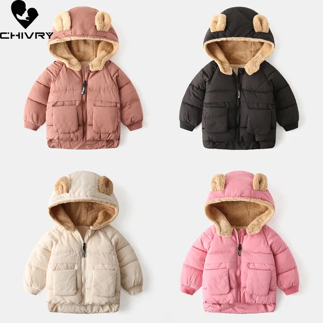 Kids Cotton Clothing Thickened Down Parka Girls Jacket Baby Children Winter Warm Coat Zipper Hooded Costume Boys Outwear Clothes 2