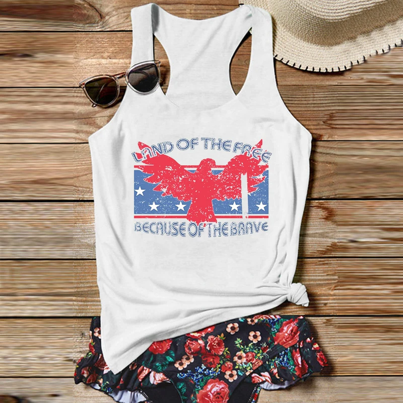 

Eagle Tank Tops Red White Blue Womens Clothes 4th of July Memorial Day Black Top Classic Clothing for Women Casual