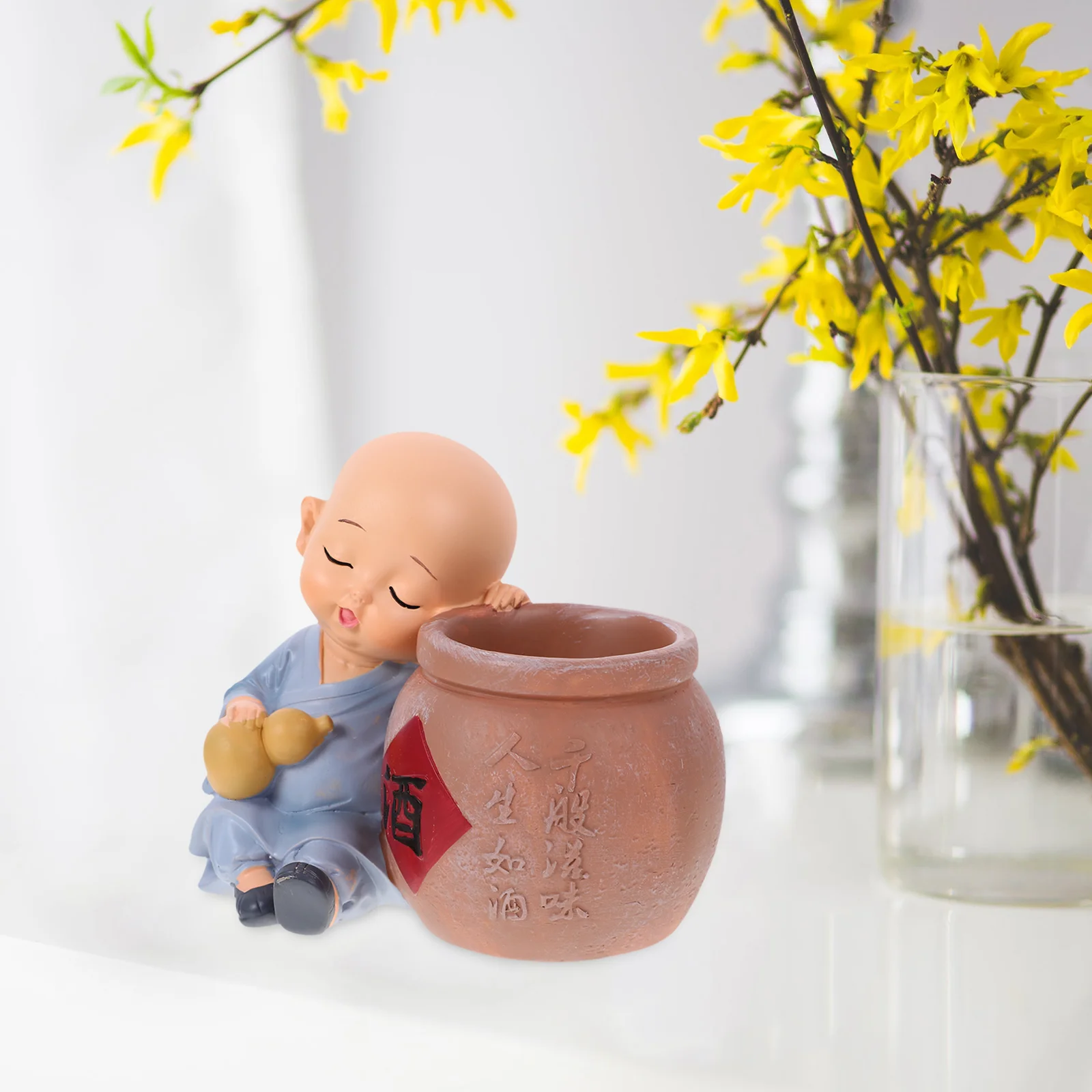 

Resin Monk Modeling Decor Chinese Monk Statue Monk Figurine Dashboard Ornament