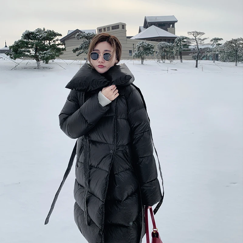 

Women 2022 Winter Fashion Solid Color Thicken Warm Coats Female White Duck Down Jackets Ladies Loose Casual Outerwear E426