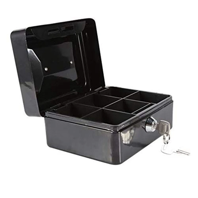 

Small Safe Cash Box with Key Lock Portable Storage Metal Box Coin Box with Locking for Organize Coins Checks Valuables