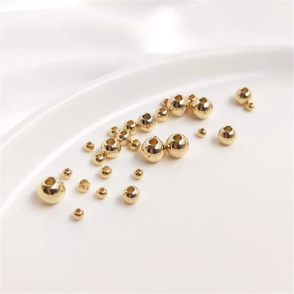 10 шт. 2 5/3/4 мм 14 К позолоченные круглые бусины свободные DIY браслет первые