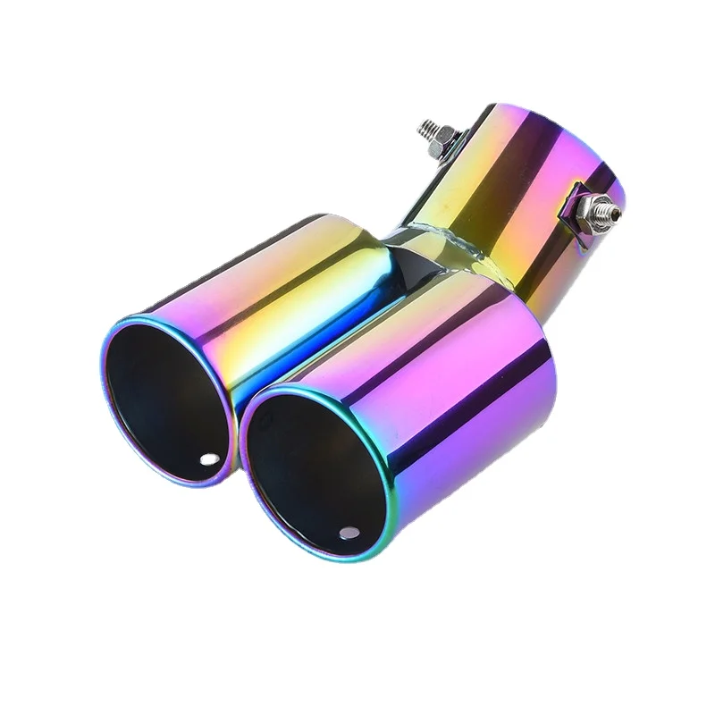 

CAR EXHAUST PIPE MUFFLER Diffuser Decorative Piece Double Tip High-quality Stainless Steel Exhaust Accessories Tuning Styling