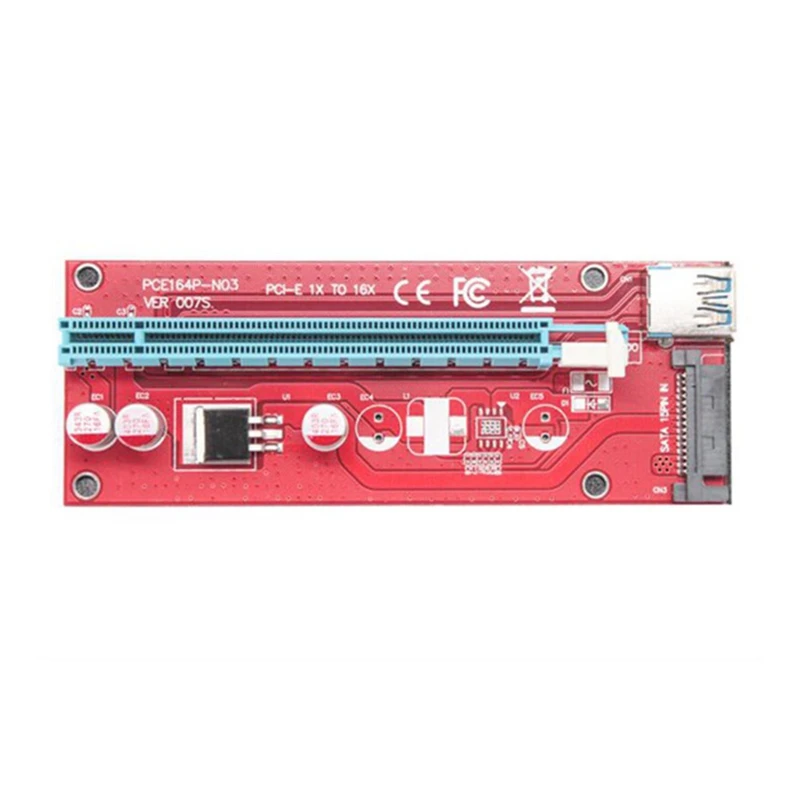 10 шт. VER007S PCI-E Riser Card 007S PCIE 1X to 16X Extender 15Pin SATA Power 60CM USB 3.0 Кабель для майнинга BTC LTC