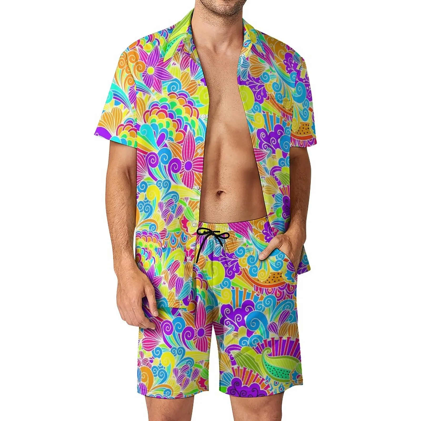 

Костюм мужской с шортами и коротким рукавом, в стиле хиппи