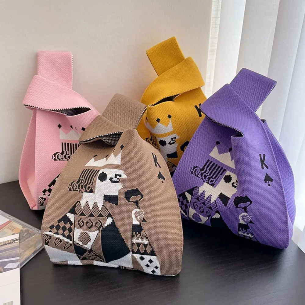 

High-capacity Knit Handbag Handmade Cartoon Knit Knot Wrist Bag Tote Bag Women