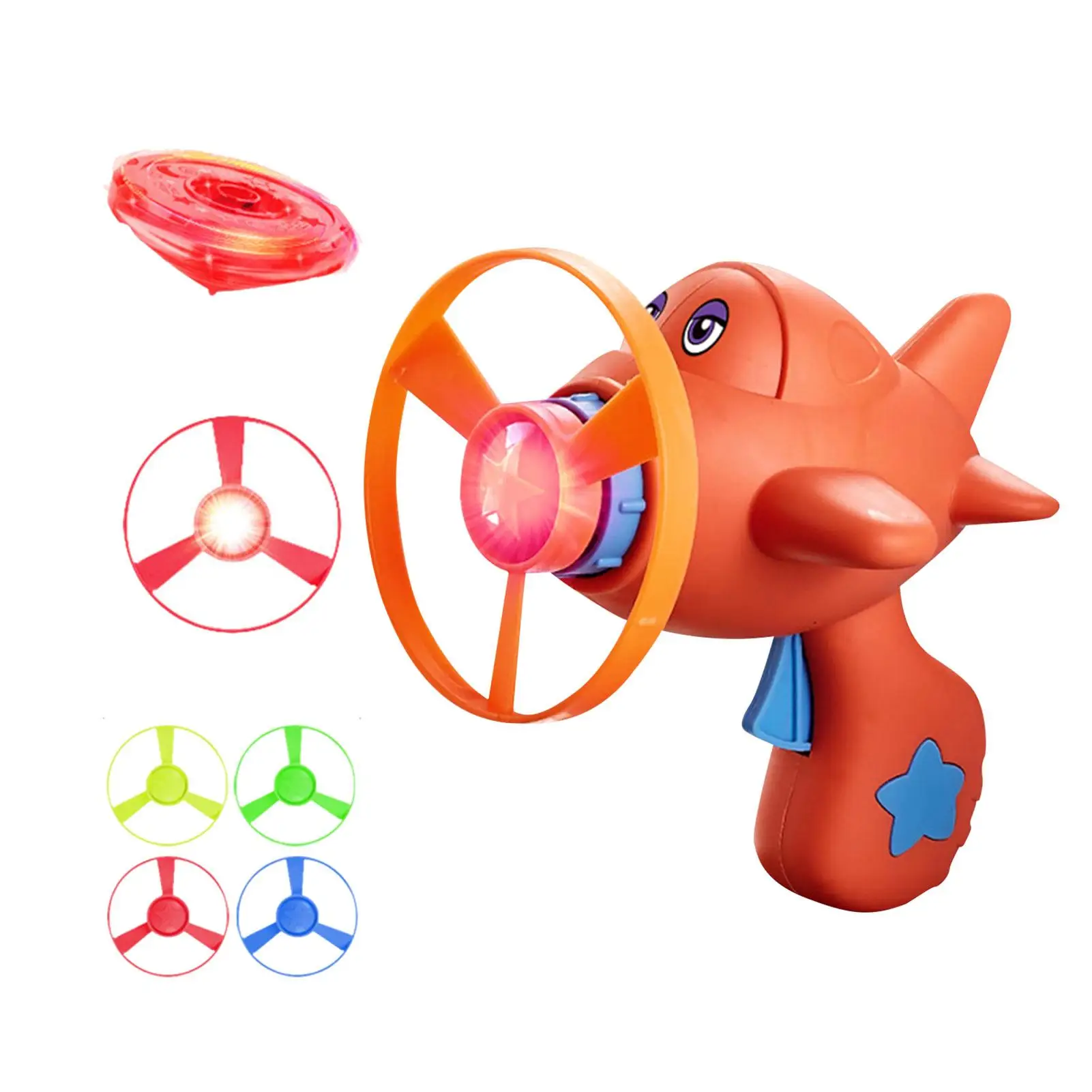 

Disc Launcher Toys For Kids Interactive Spinning Toy With Light Indoor & Outside Pets Discs Training Chasing Toys Party Gifts