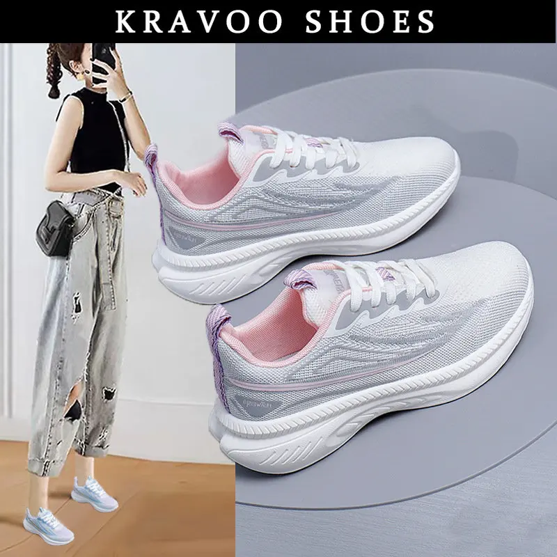 

Женские дышащие кроссовки KRAVOO INS, сетчатые плетеные беговые кроссовки, однотонная спортивная обувь, Новинка лета 2023