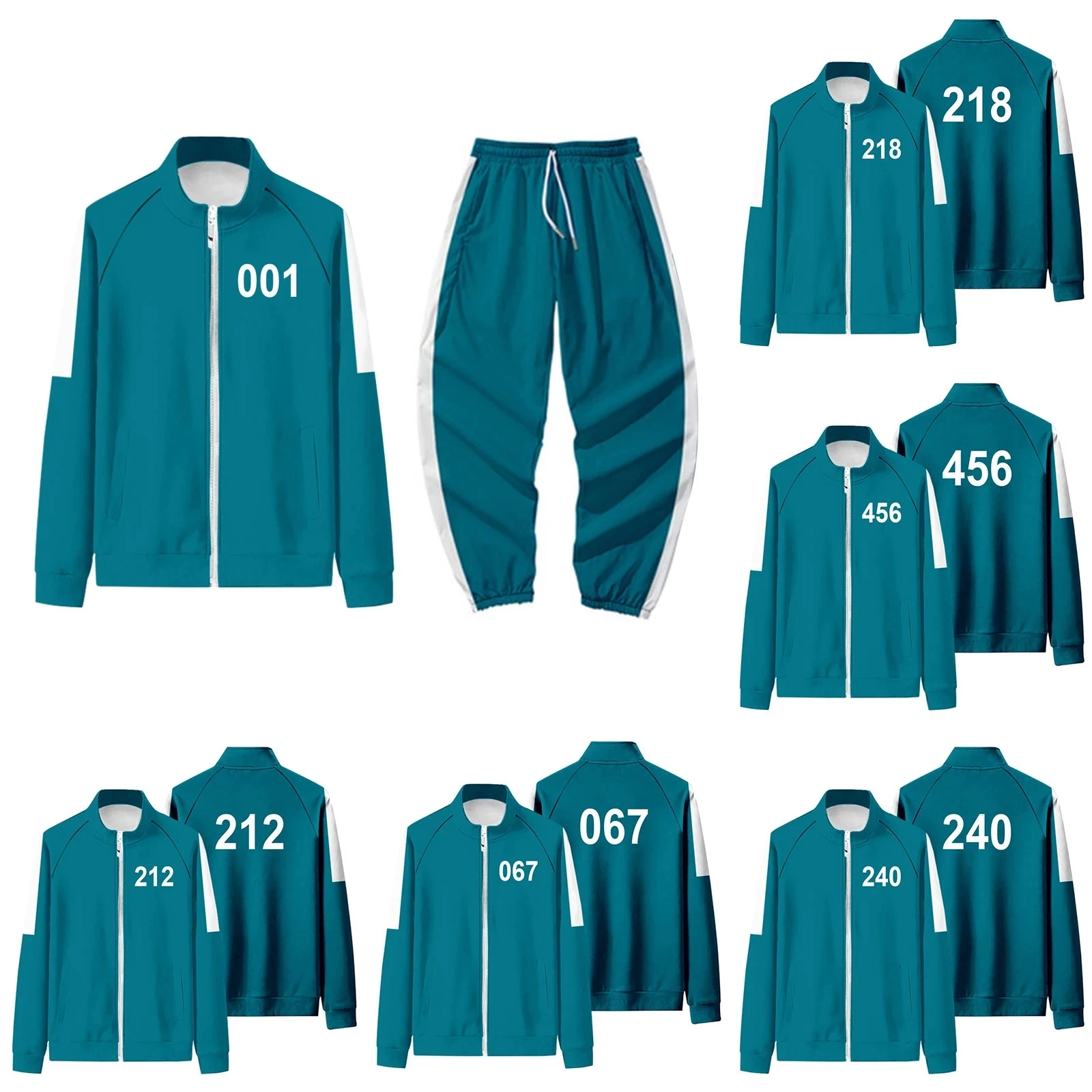 

Squid Game Jacket Pants Round Six Men Women Costumes Sports Zipper Cardigan Digital 456 Printing Pocket Sweatshirts Set Cosplay