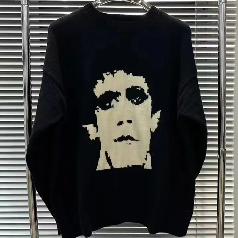 Европа Америка Бестселлер Зимний свитер ERD Портретный принт Черный с круглым
