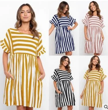 

Сарафан женский полосатый в стиле пэчворк, льняной Повседневный простой сарафан с принтом в полоску, длинное платье, на лето