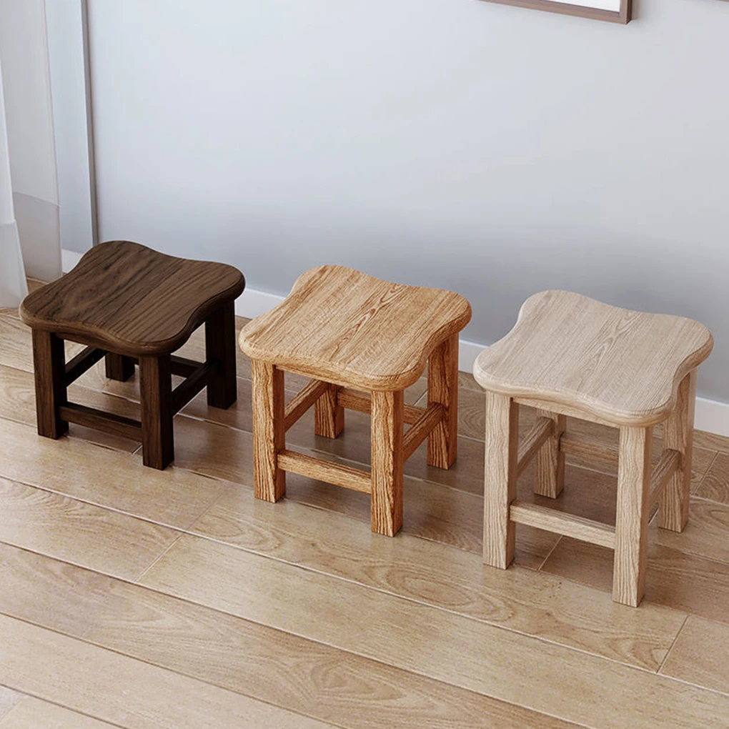 

Wood Low Stools Small Square Shape Bench Sofa Chair Change Shoes Modern Style Baby Seat for Bedroom Dorm Entrance