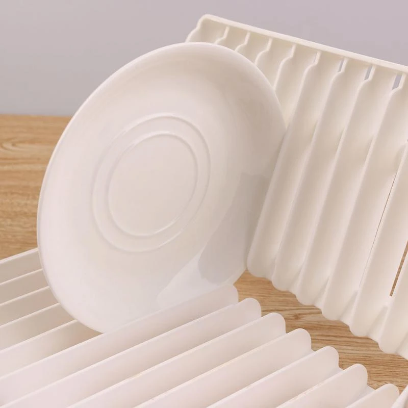 

Foldable Dish Plate Drying Rack Organizer Drainer Plastic Storage Holder Bowl Organizer Tray White Blue Kitchen Storage Tools