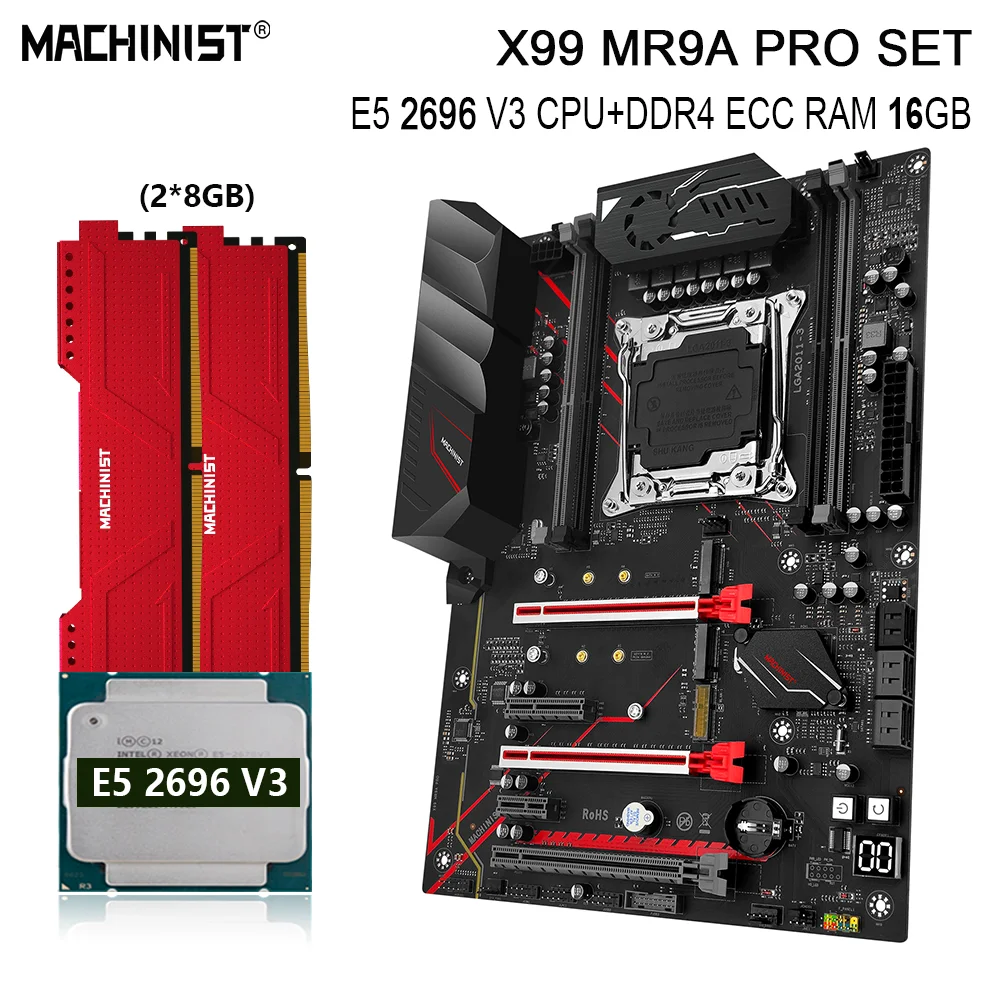 

MACHINIST X99 комплект материнской платы с процессором E5 2696 V3 16GB(2*8G) DDR4 ECC RAM память LGA 2011-3 комплект поддержка Nvme M.2 ATX MR9A PRO