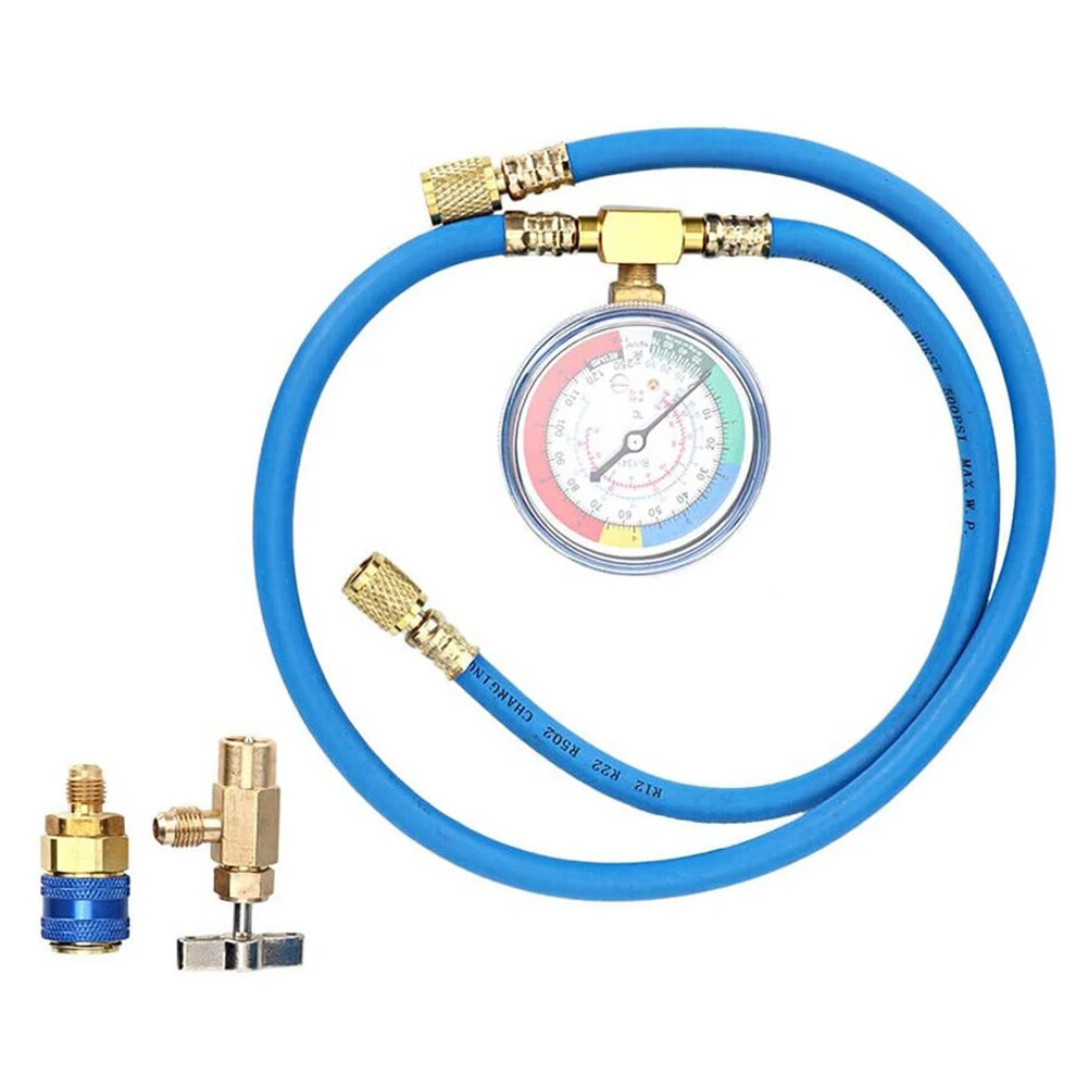 

Universal Recharge Hose R134A Replacement Vehicle A/C Air Conditioning Copper W/ Pressure Gauge 1 Set 100*10*3cm