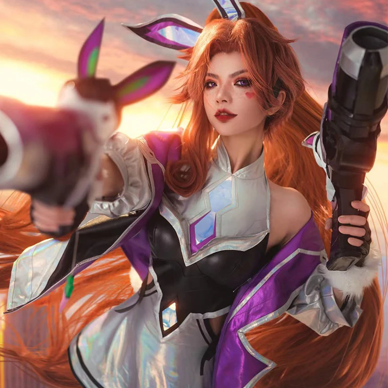 

LOL Battle Bunny Miss Fortune Cosplay Costume Game LOL Cosplay Costume Sexy Women Dress Stocking Full Set New Skin