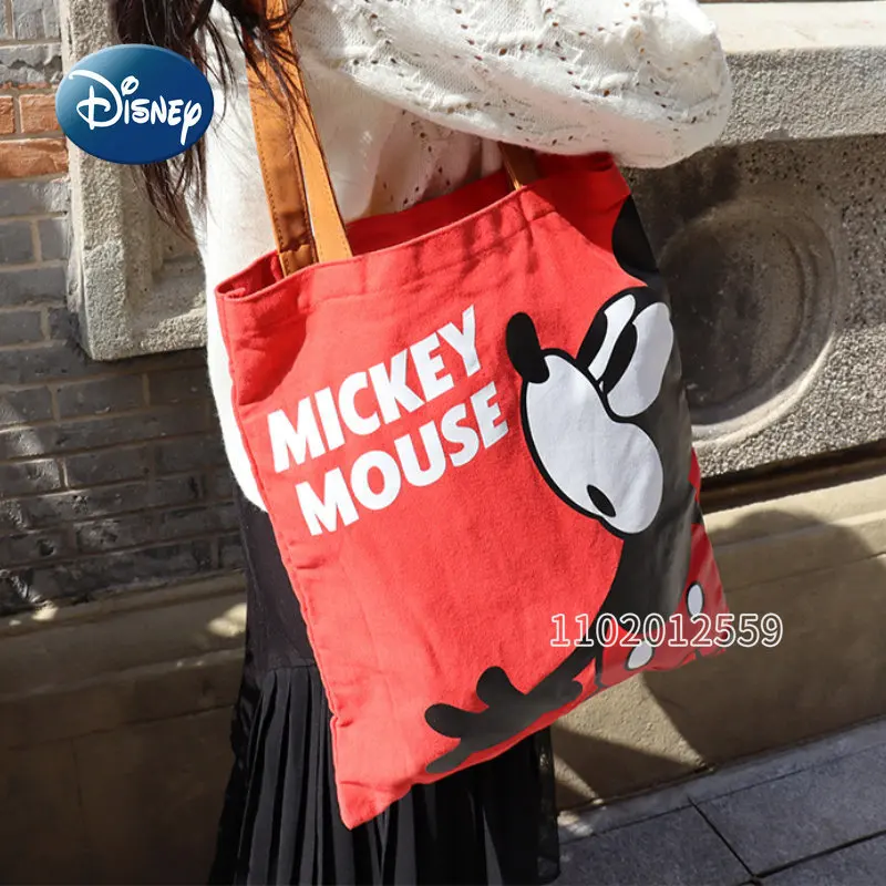 Disney Mickey New Women's Handbag Cartoon Fashion Women's Shoulder Bag Luxury Brand Canvas Storage Bag Original Large Capacity